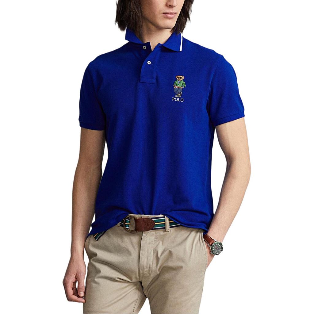 Polo Ralph Lauren SS22 Classic Bear Embroidered Short Sleeve Polo Shirt Men tops Blue 710867573001