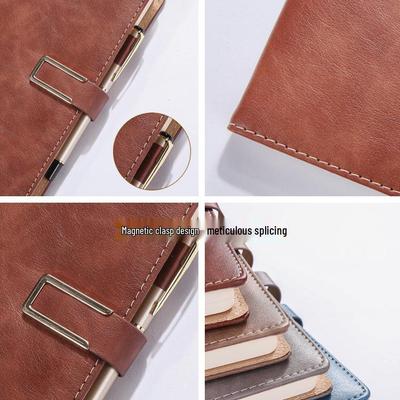 Business Leather Notepad with Men's Printed Inner Pages and Magnetic Buckle