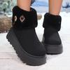Shiny Rhinestone Chunky Platform Snow Boots Women Non Slip Thick Bottom Cotton Shoes Woman Winter Warm Thicken Plush Ankle Botas