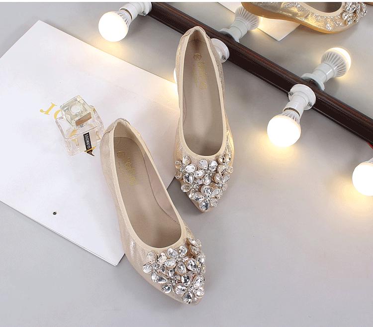 Pointed Toe Rhinestone Mary Jane Flats - Women's Autumn Soft Sole, Sizes 41-43