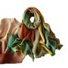 Winter new polyester-cotton multi-color line plaid scarf women's warm long thickened pleated scarf shawl