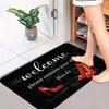 Bitte Schuhe ausziehen Fußmatte - Schwarzer rutschfester waschbarer Teppich für Eingangsbereich, Küche, Schlafzimmer & Heimdekoration