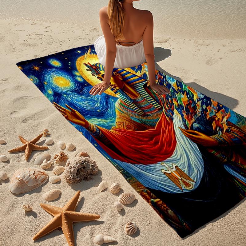 Eagle And Moon Symbolism Beach Towel, Super Soft Microfiber, Gift for Her/Him, Birthday, for Pool, Beach, Travel, Home Decor Fan gifts