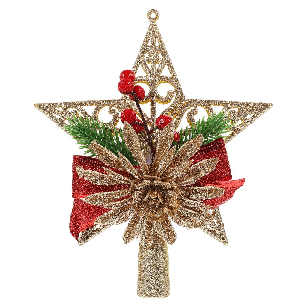 Christmas Tree Star Topper Exquisite Five-Pointed Solid Color Star Adornment Holiday Decoration Xmas Tree Decoration