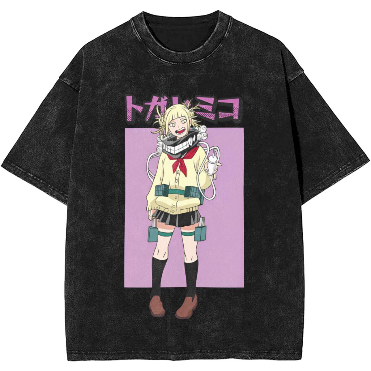 

Anime My Hero Academia Himiko Toga Graphic Tshirt Men Women Cotton Tshirts Vintage Washed Oversized Tee Male Manga T Shirt S