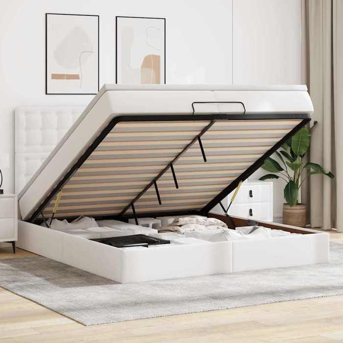 Maison Exclusive - Cadre de lit ottoman avec matelas blanc 200x200 cm similicuir