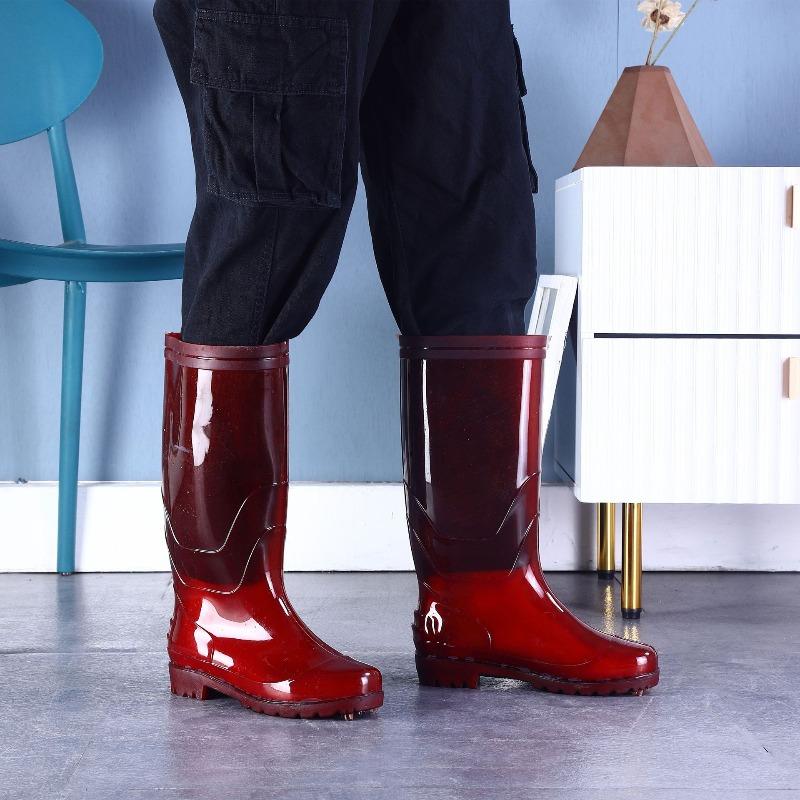 Quick-drying Long Rain Boots High Water Shoe Sleeve Men's Slope Heel Injection Molding Rain Shoe Construction Site Men's Construction Site