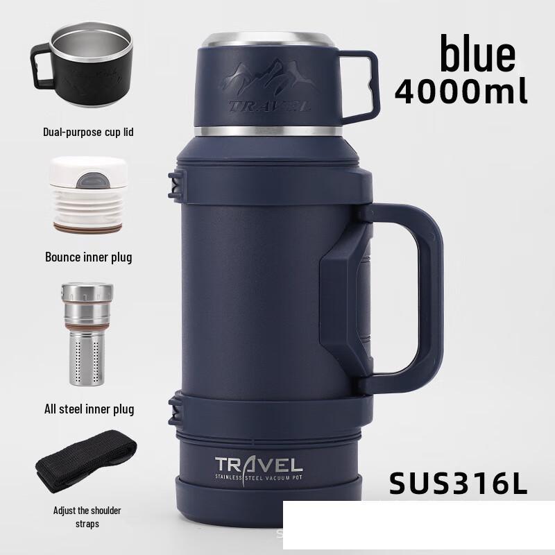 ZISIZ Outdoor Large Capacity Thermal Water Bottle 4000ml
