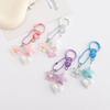 Starfish Beaded Keychain Imitation Pearl Acrylic Pentagram Keyring Girls Earphone Case Phone Decor Ornaments