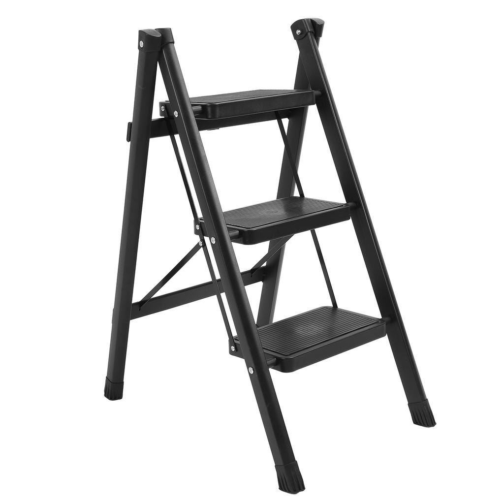 3-Stufen-Leiter, klappbarer Tritthocker mit breitem Anti-Rutsch-Pedal, 150 kg, stabile Leiter aus Karbonstahl