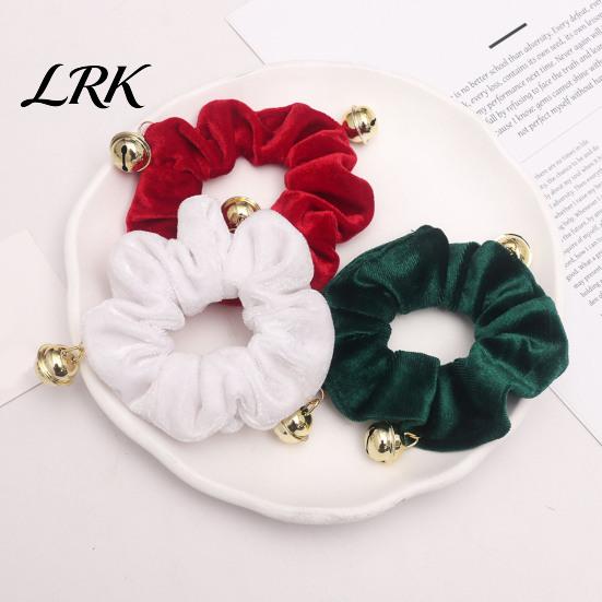 Christmas Gift for Girls Velvet Hair Scrunchies with Bells, Elastic Ties Women Girls, Retro Holiday Ponytail Holders Winter Festive Hairstyles Red or