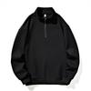 Men S Plus Size Half Zip Loose Fit Pullover Sweatshirt Black Spring Autumn