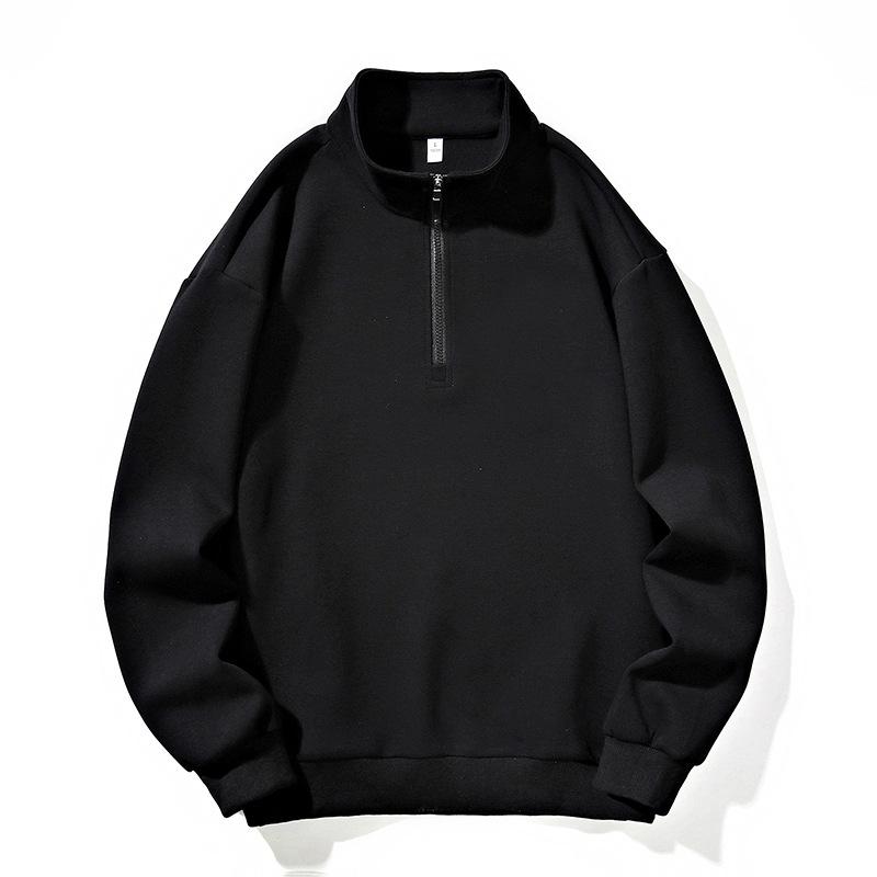 Men S Plus Size Half Zip Loose Fit Pullover Sweatshirt Black Spring Autumn