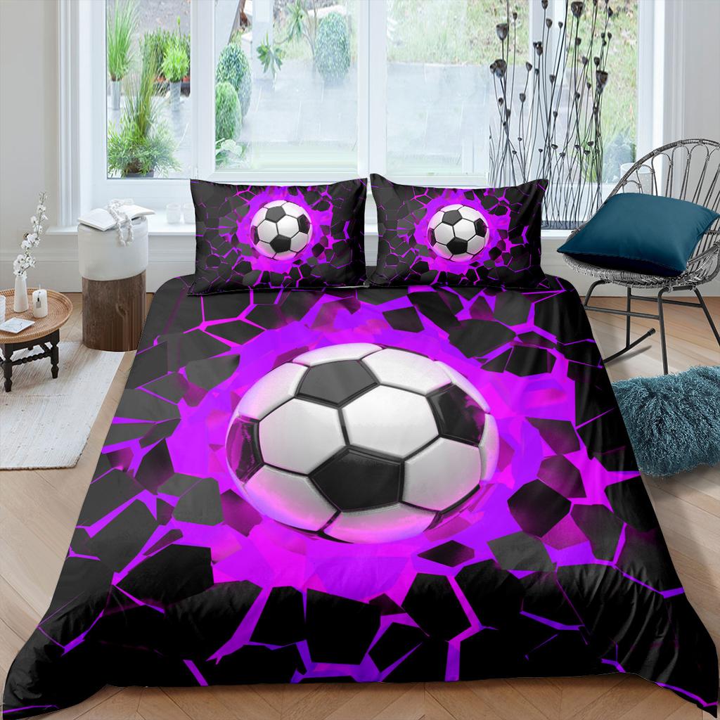 Quilt Cover Bedding 3D Printing Three-Piece Set Home Textiles Technology Sense Football Sports