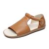 Leather Flat Bottomed Mother's Shoes Sandals with Soft Soles, Comfortable and Versatile, Exposed Toe, Anti Slip and Wear-resistant Women's Shoes