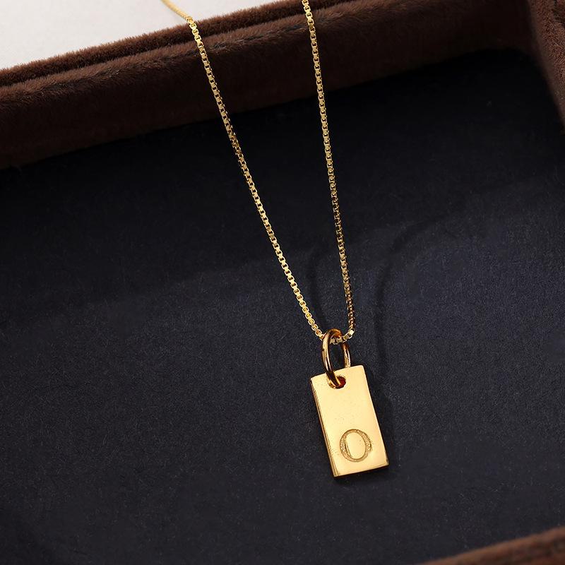 Banyan Tree Sterling Silver Square Letter Pendant Necklace