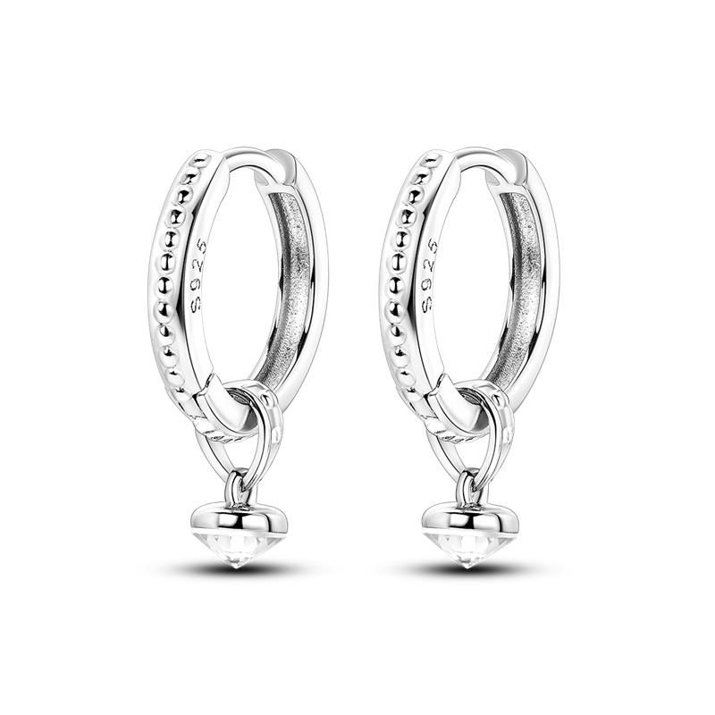 925 Sterling Silver Cubic Zircon Earrings Double  For Women Heart Star Moon Earrings Elegant Birthday Jewelry Gifts