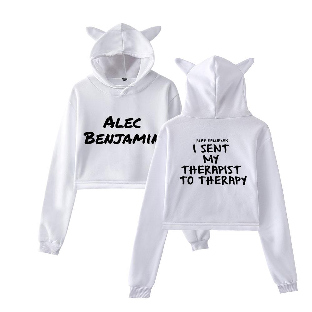 Alec Benjamin Cat Ear Hoodie Women Long Sleeve Short Shirts Women Casual Streetwear Crop Tops XS