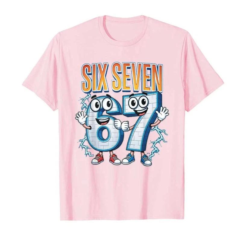 67 Six Seven Funny Italian Brainrot Gaming Meme T-shirt Men Women Oversized Y2k Short Sleeve Street Hip Hop Streetwear Clothing