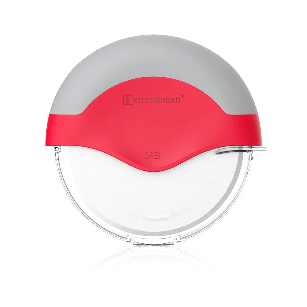 

Hot sale Kitchy Kitchen Accessories Round Blade Pizza Tools Dough Pie Cookies Rolling Stainless Steel Slicer Rocker Wheel Pizza червоний