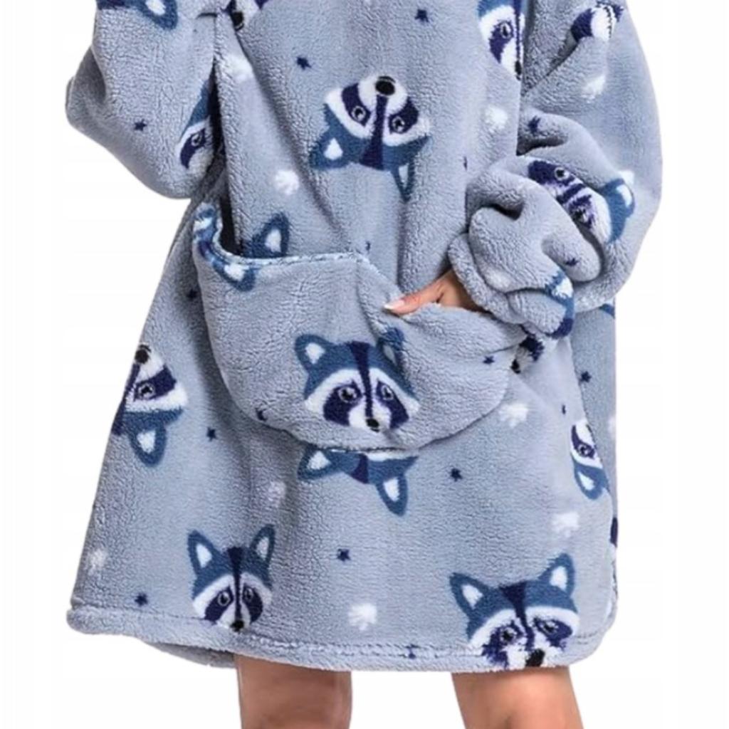 Blanket Sweatshirt Oversize Warm 2In1 Raccoon Nativity Scene Long Blanket