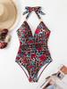 2025 New Cross-Halter Printed Bikini - European & American Sexy One-Piece Swimsuit for Women