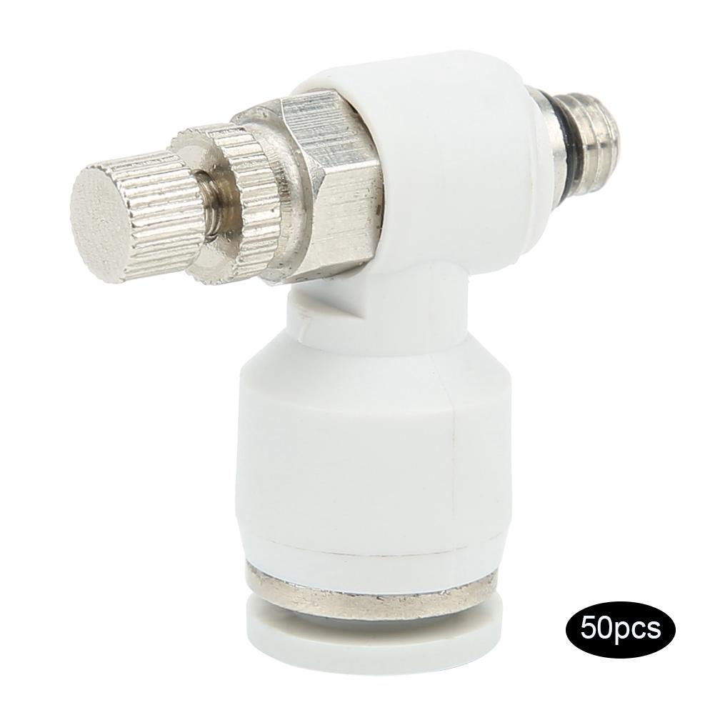 50Pcs Air Flow Control Valve Pneumatic White Adjustment Durable Quick Connector SL6‑M5