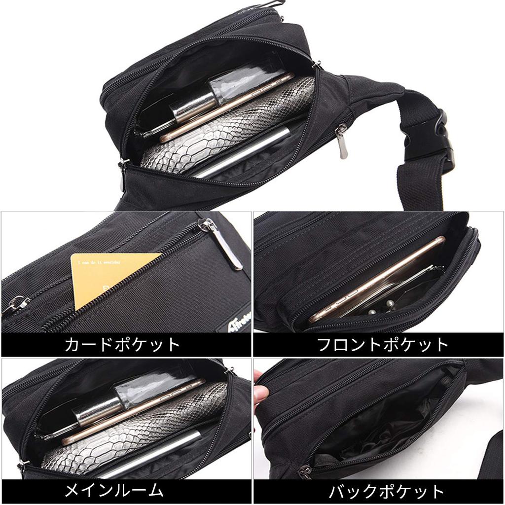 FANDARE Multifunctional Waist Shoulder Crossbody for Outdoor Black Floral Print Bag, Bag, Bag, Lightweight, Commuting, Travel, Activities, Fishing,