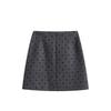 Gray Polka Dot High-Waist Wool A-line Mini Skirt for Women, Slightly Plus-Size MM, Spring/Autumn Style, Thickened Bodycon.