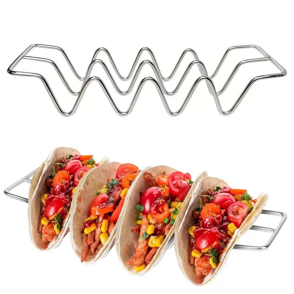 201 Stainless Steel Taco Holder Stand with W Shape for Burritos Pancakes Hot Dogs Sandwiches Compact and Lightweight