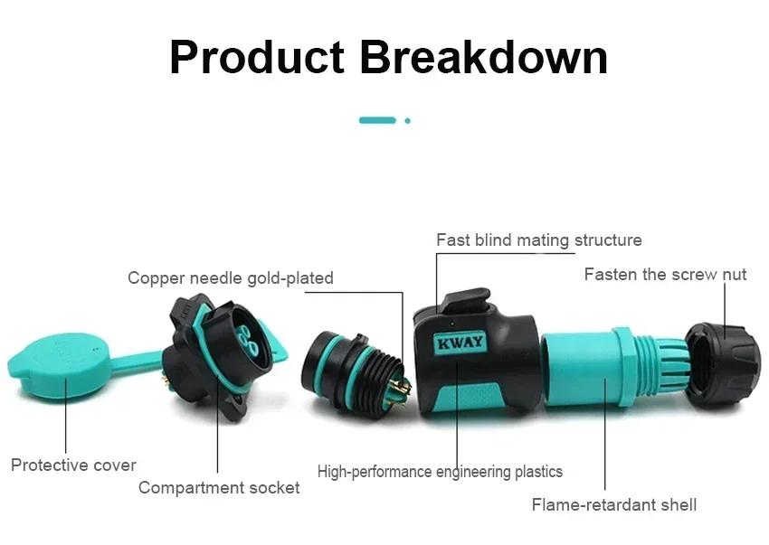 KWAY K20 M20 2 3 4 5 7 9 12 Pin Waterproof IP68 Connector Electro Mechanical Screen UAV Panel Aviation Female Plug Male Socket