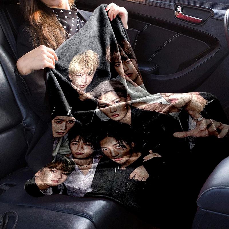 K-pop Group Poses Blanket Flannel Blanket for bed, sofa, Camping, Hiking, Picnic Essentials, gift for family Fan gifts