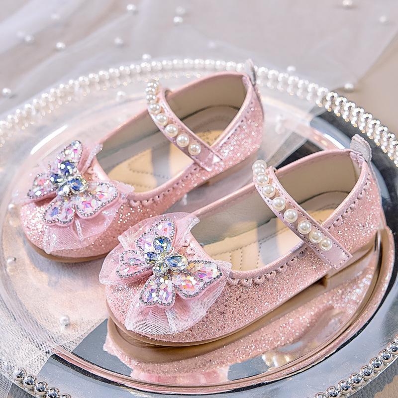 Herbst 2025 Koreanischer Stil Glänzende Prinzessinnen-Mädchenschuhe mit geschlossenem Zeh und weicher Sohle für Bühnenauftritte