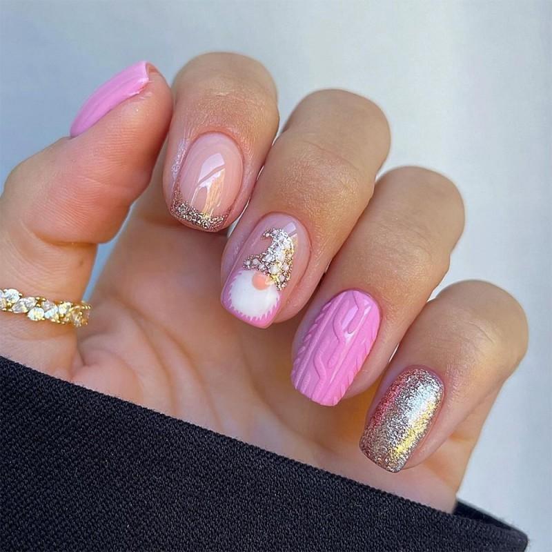 

Minimally Designed Christmas Hat Silver Glitter Nail Art Plate Finished Product Xiaohongshu 3D Patch