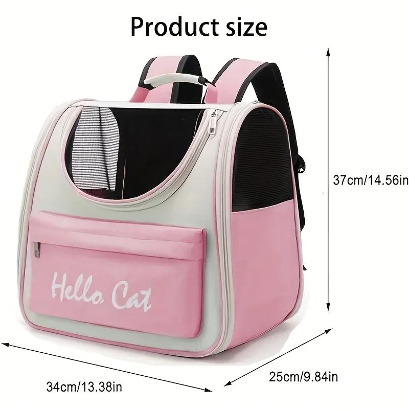 Hello Cat Breathable Pet Backpack - Transparent Window Design - Portable Outdoor Travel Bag - Suitable for Cats and Small Dogs
