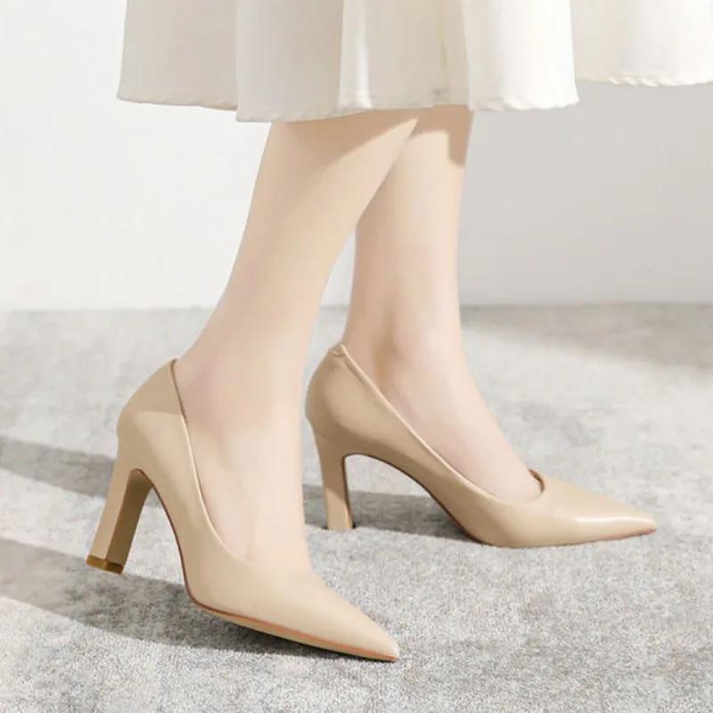 Fashion Women's Shoes Sexy Non Slip Ladies Pumps Square Heels Chic Point Spring Stylish Quick Delivery Beau Today Footwear Wholesale