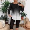 Trending Plus Size Women's Gradient Print Crew Neck Long Sleeve T-shirt Casual Tops for Women