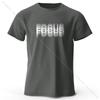 Focus Letter Minimalist Style T-Shirt, Lightweight Round Neck Short Sleeve Tee, Perfect for Unisex