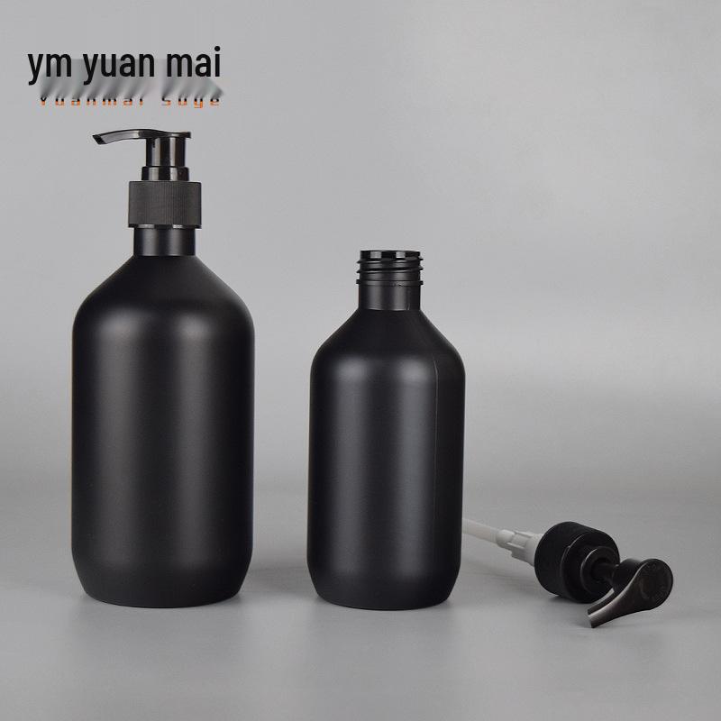 Matte Black PET Plastic Lotion Bottle, 300ml/500ml, Pump Type, Empty Personal Care Packaging