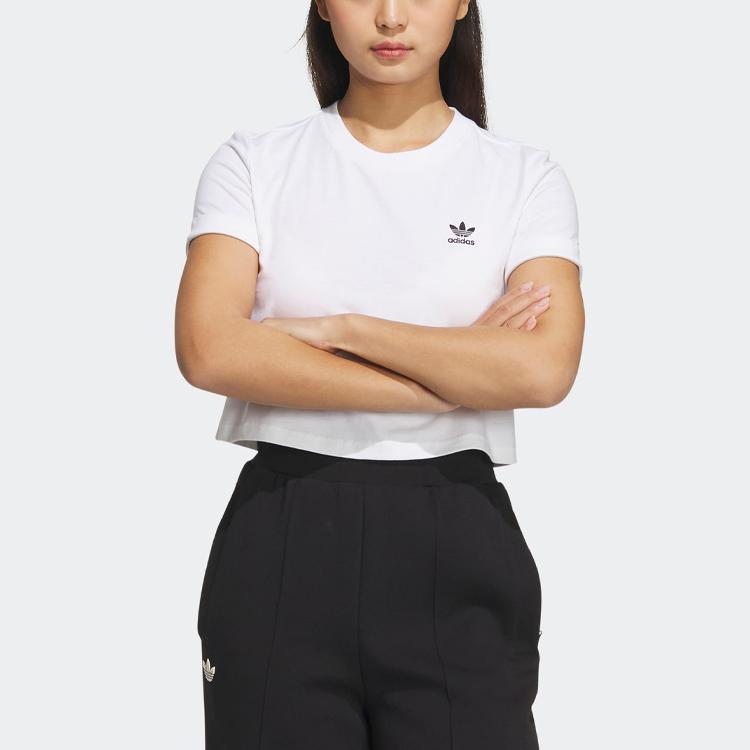 adidas Originals Adiclub Crop Top With Solid Logo Women Tops White IP1794