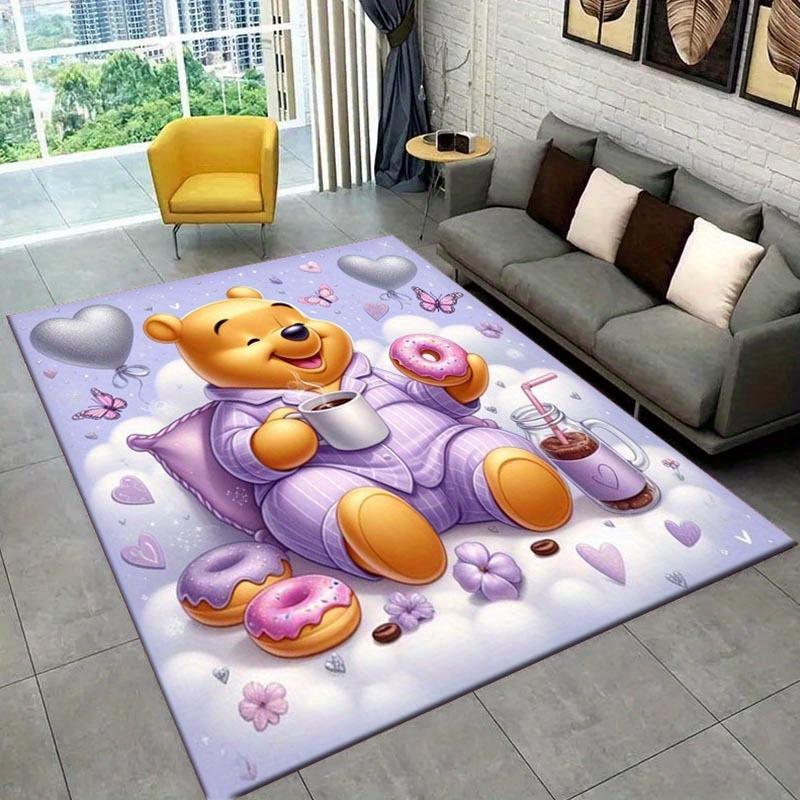 1pc Winnie the Pooh Pattern Area Rug Soft Flannel Floor Mat for Living Room,Office,Bedroom and Carpet,Sofa Coffee Table Floor Mat