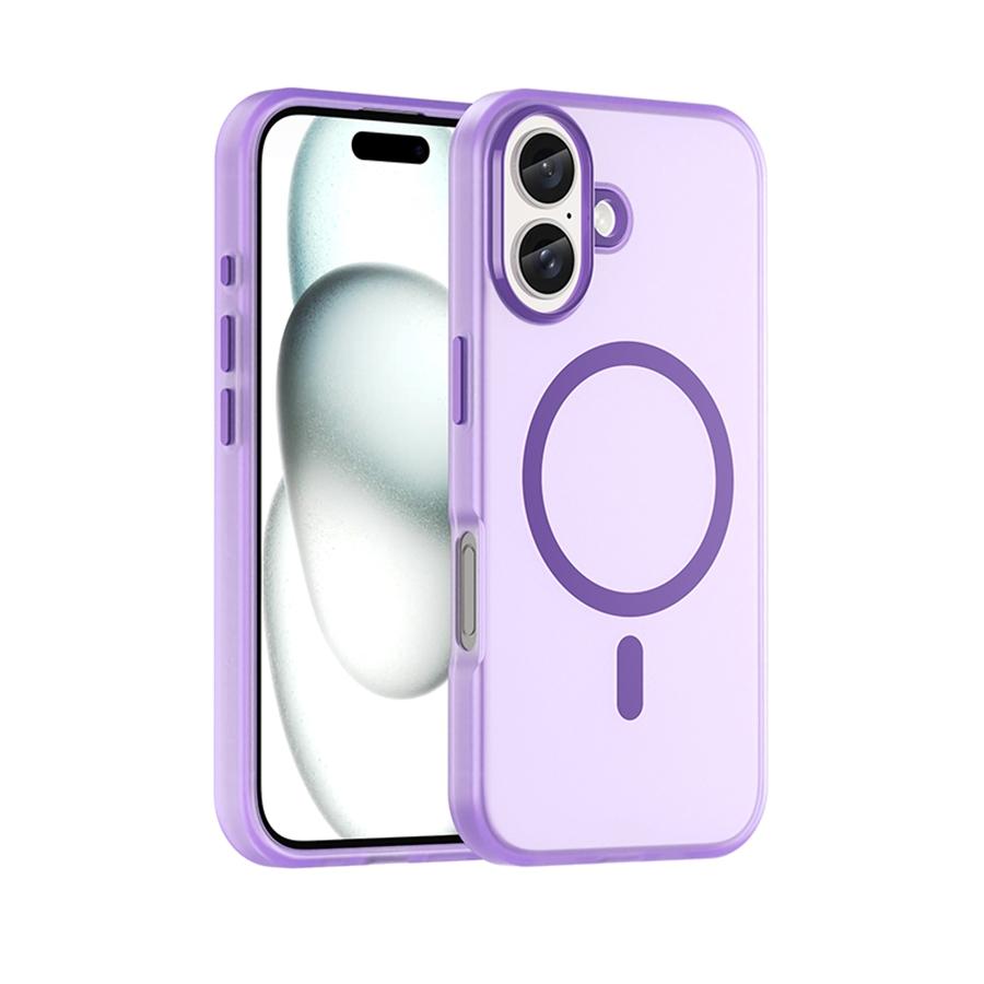 

Матовый чехол с магнитной беспроводной зарядкой для iPhone 16 Pro Max 15 14 13 12 11 Samsung S24 Ultra S24FE для Magsafe, противоударный бампер iPhone 11 фиолетовый