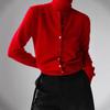 European-American High Neck Knit Sweater Cardigan Set for Spring/Autumn 2026 - Women's Long Sleeve Top + Cardigan