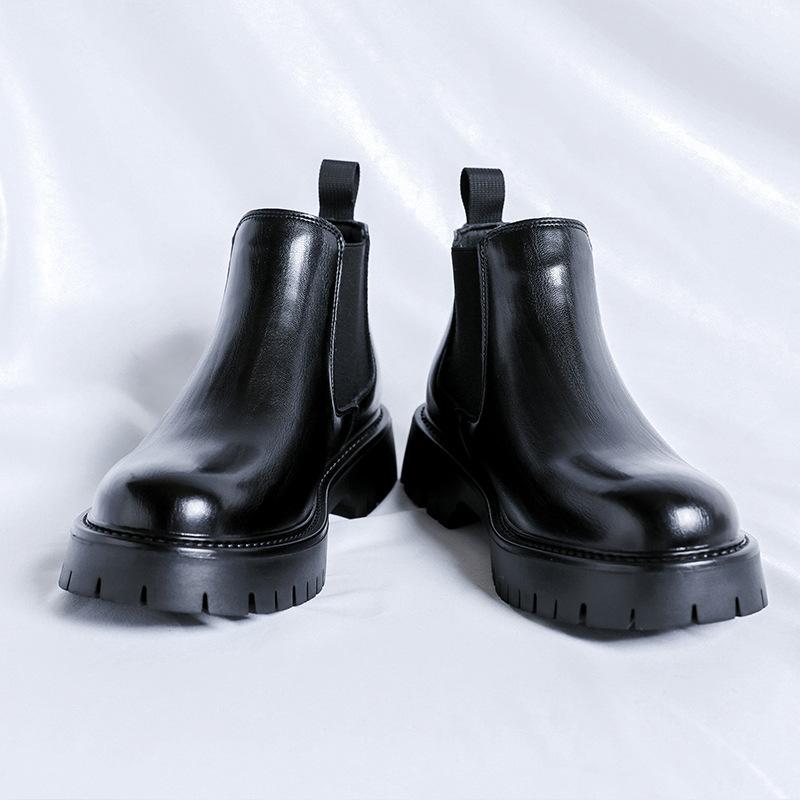 Spring and Autumn Large Size Men's Shoes High Top Sleeve Leather Shoes Men's New Retro British Medium Tube Trend Martin Boots