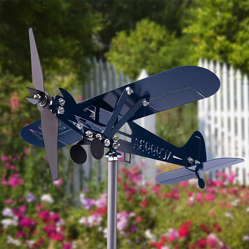 Metalen Vliegtuig Weerhaan 3D Piper J3 Cub Wind Spinner Windmolen Tuindecoratie Huis Buiten Dak Vliegtuig Indicator Windrichting P1C8