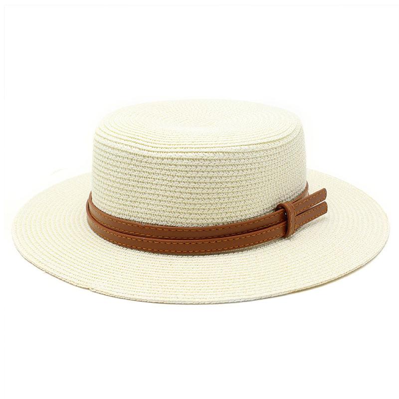 Spring And Summer Men'S And Women'S Multi-Color Decorative Flat-Top Straw Hat Outdoor Travel Sunshade Sun Protection Flat-Top Straw Hat