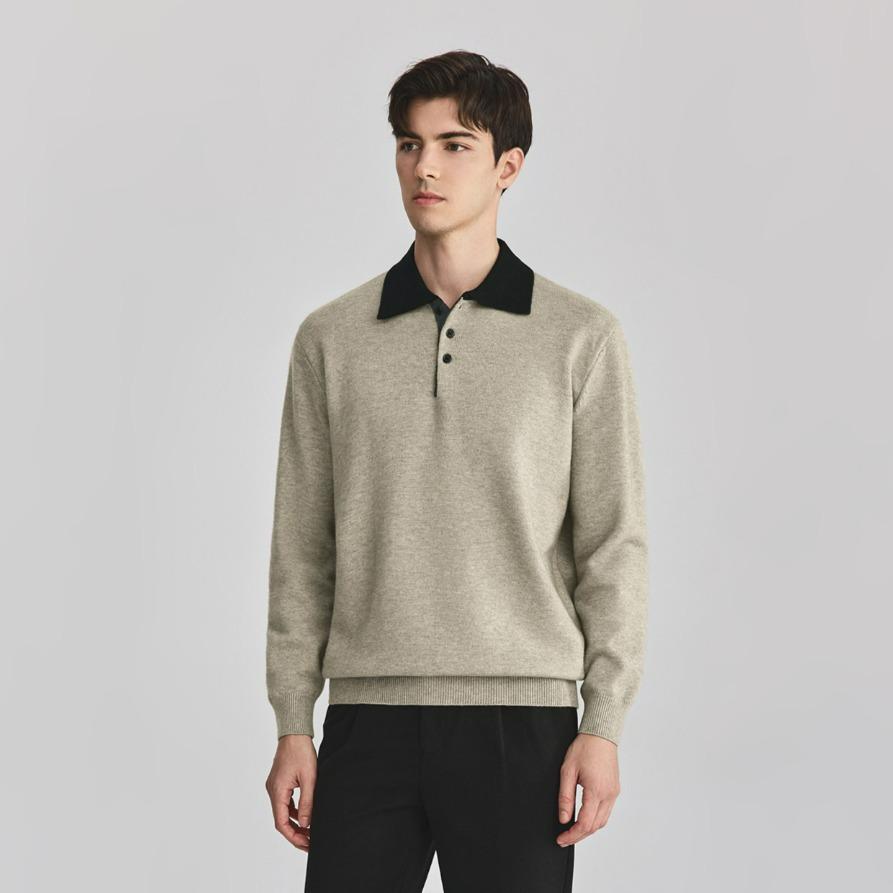

Men s Solid Color Jacquard Polo Sweater - Autumn/Winter 2025 Collection XXL