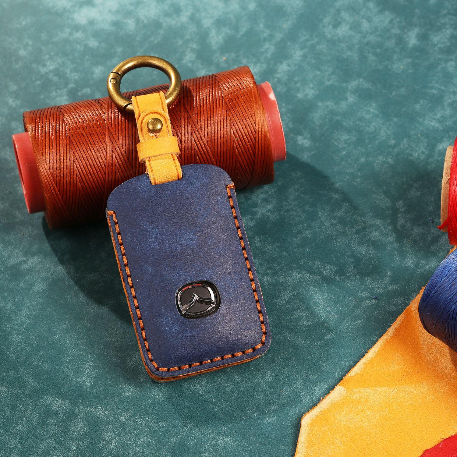 

Для нового комплекта ключей Mazda 3-го поколения Onxella 2020 Чехол из кожи Crazy Horse с застежкой