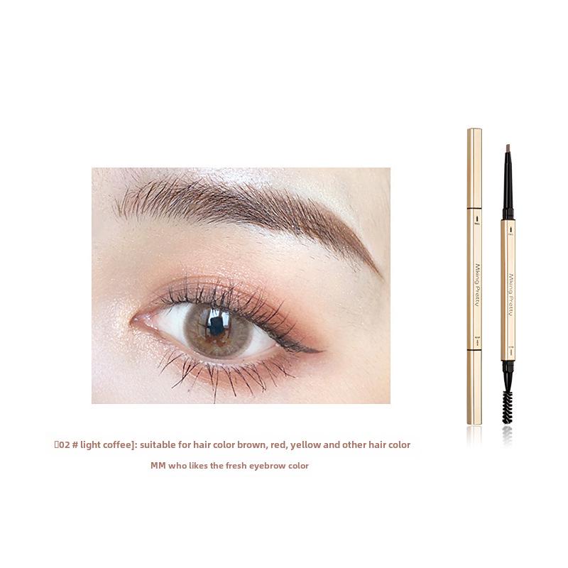 Gold Double-Headed Triangular Eyebrow Pencil: Ultra-Fine, 3D Sketch, Waterproof & Smudge-Proof.