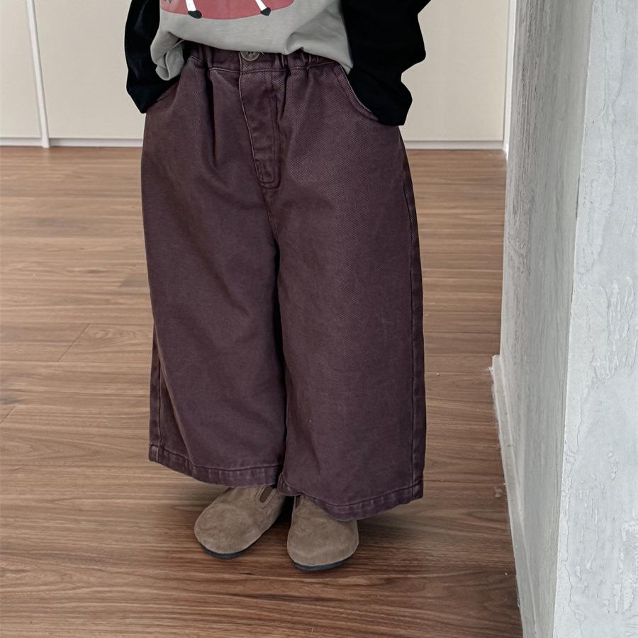 Jiaye Tongpin 2025 Autumn Kids' Distressed Cotton Wide-Leg Pants